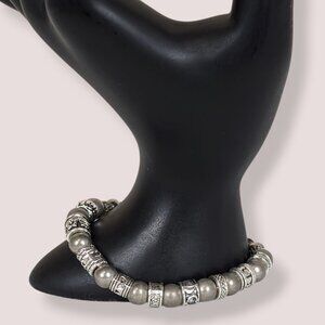 V. Silver Tone Beaded Bracelet